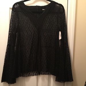 Black Bell Sleeve Lace Blouse